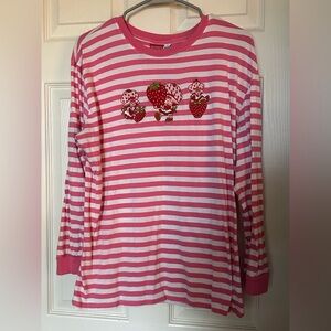 Strawberry Shortcake Pink and White Striped Tee
